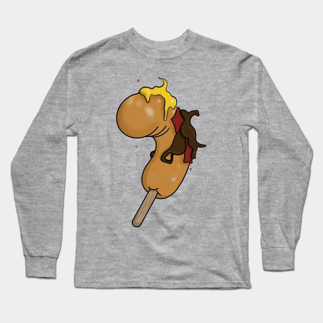 Corndog Cowboy Long Sleeve T-Shirt by ArtOfJHammond